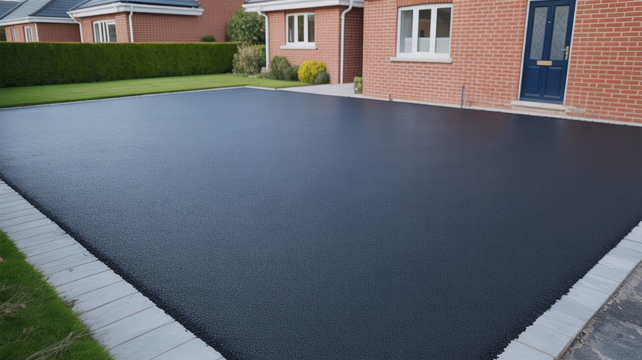Before and after tarmac driveway transformation