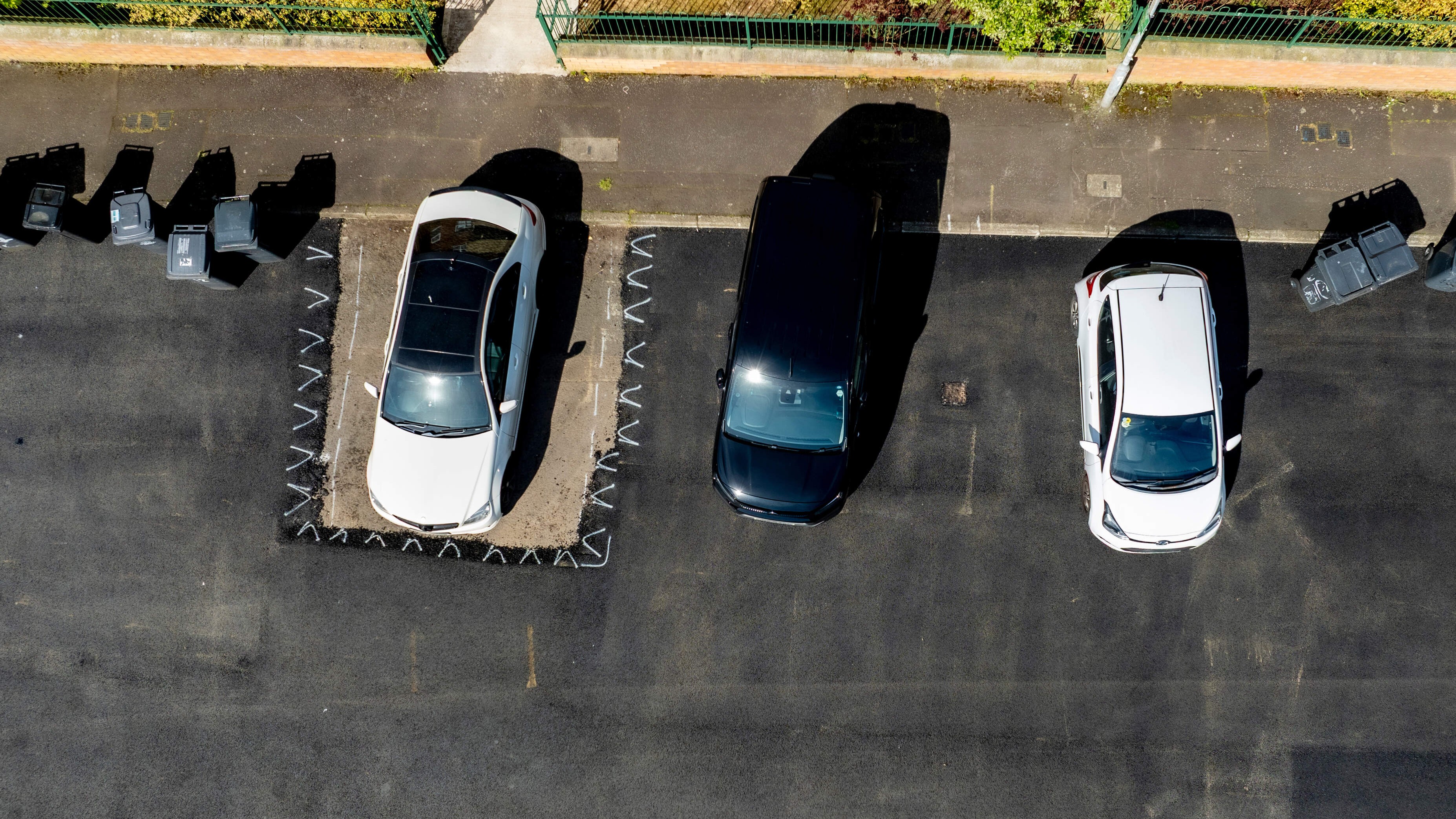 Completed tarmac car park with line markings